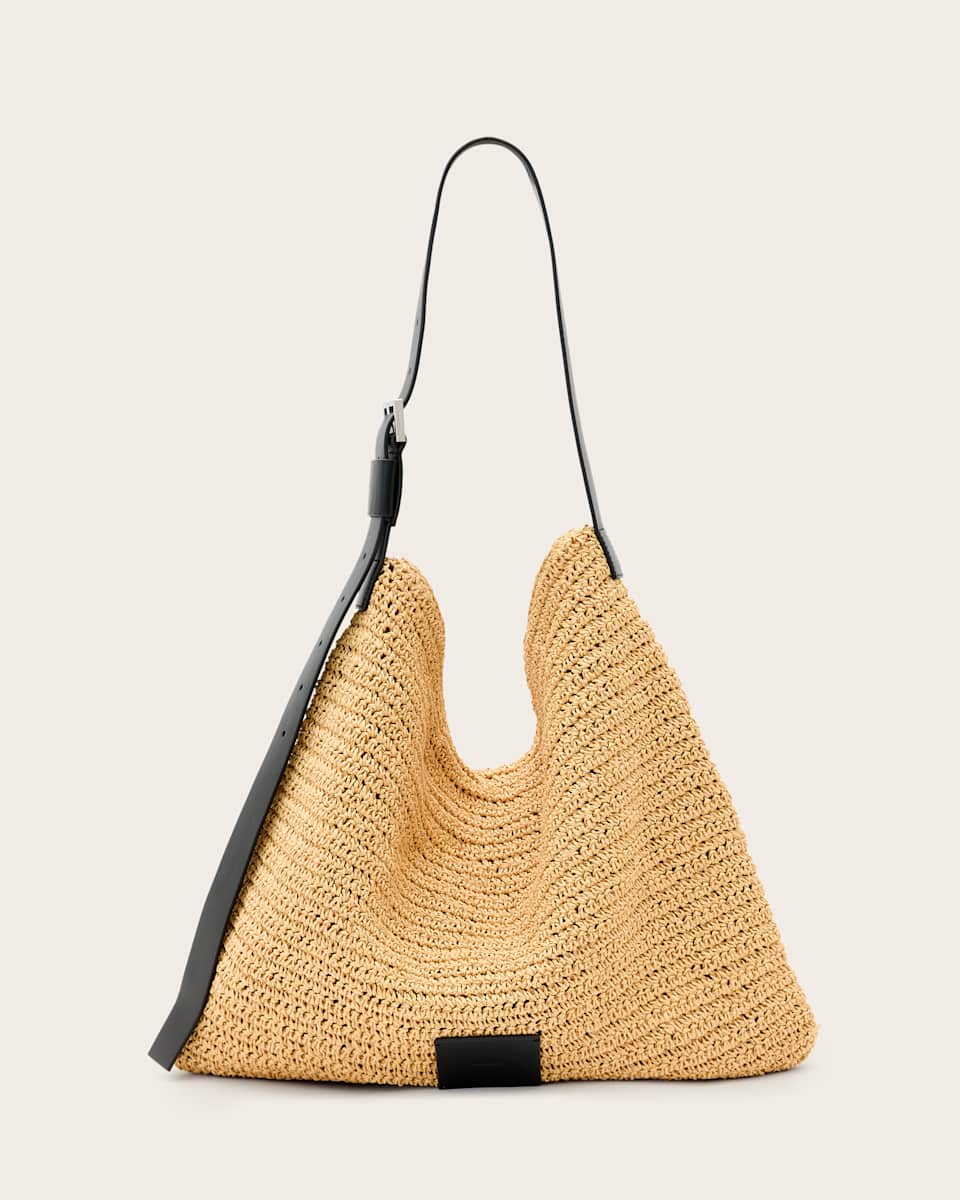 AllSaints Asha Woven Straw Hobo Shoulder Bag