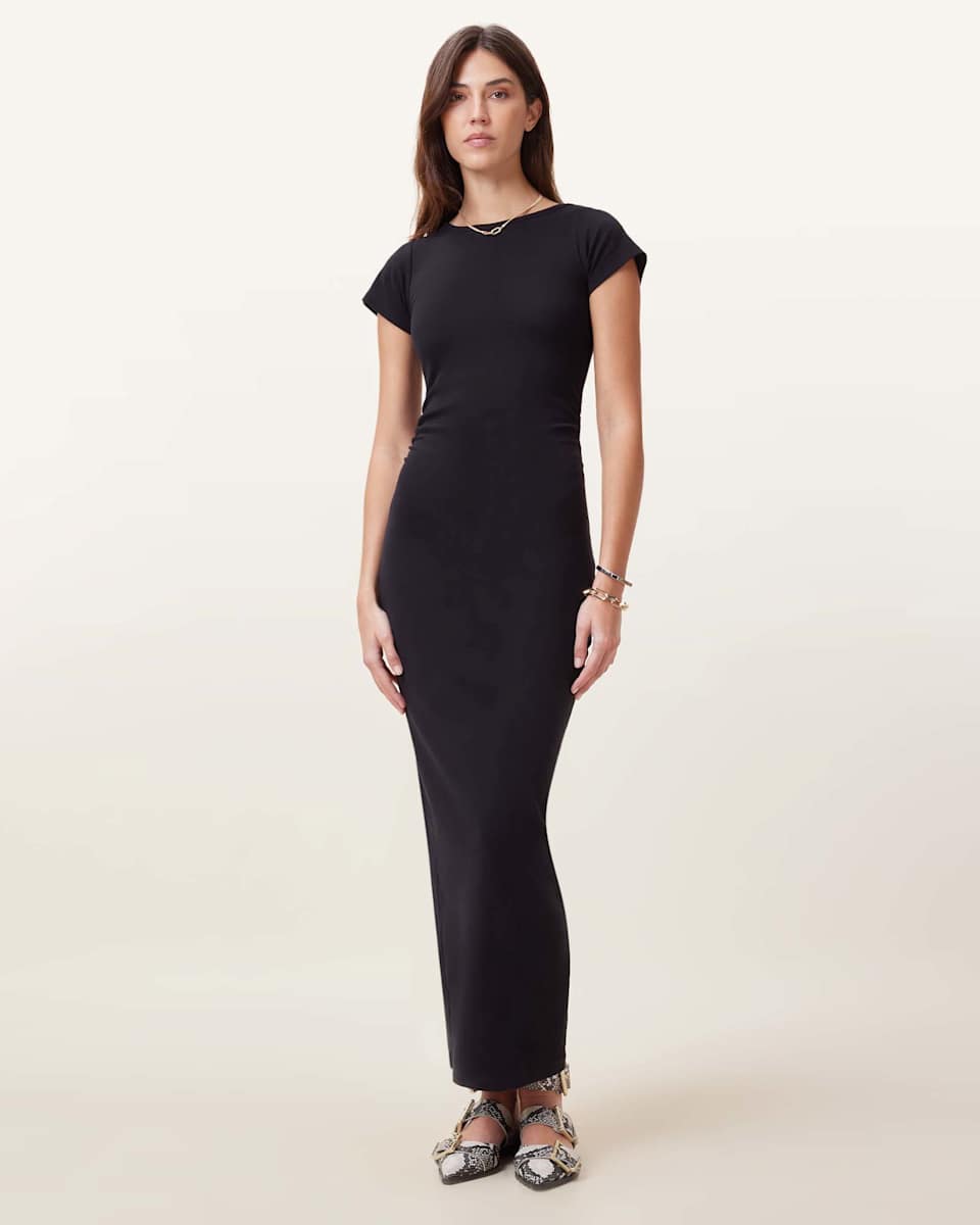 AllSaints Katarina Short Sleeve Slim Fit Maxi Dress