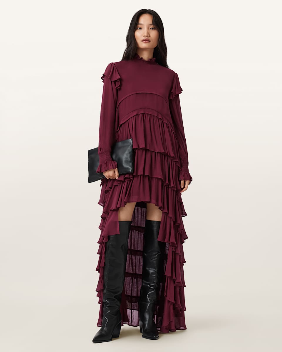 AllSaints Cavarly Tiered Ruffle Maxi Dress