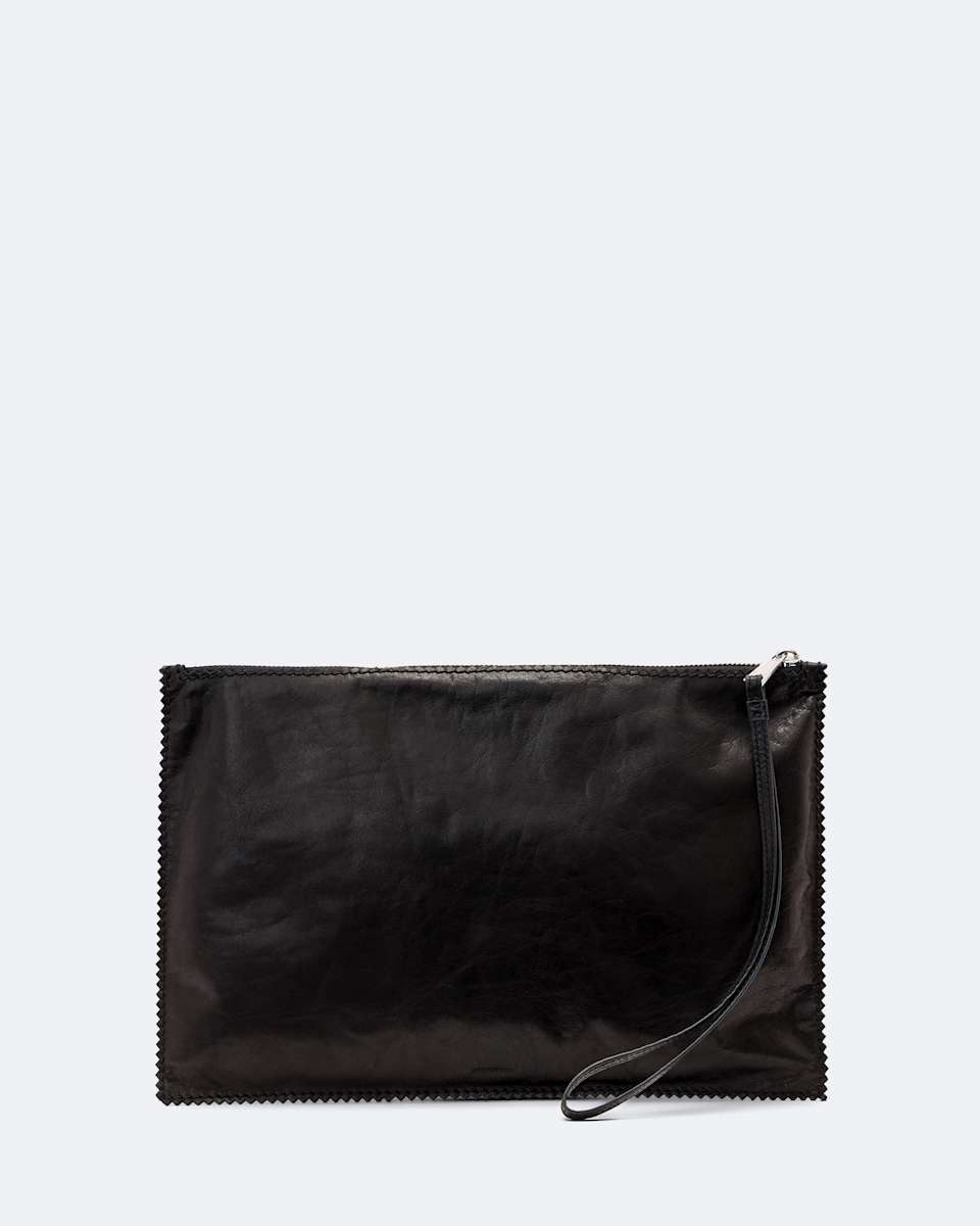 Siloh Pinked-Edge Large Leather Pouch