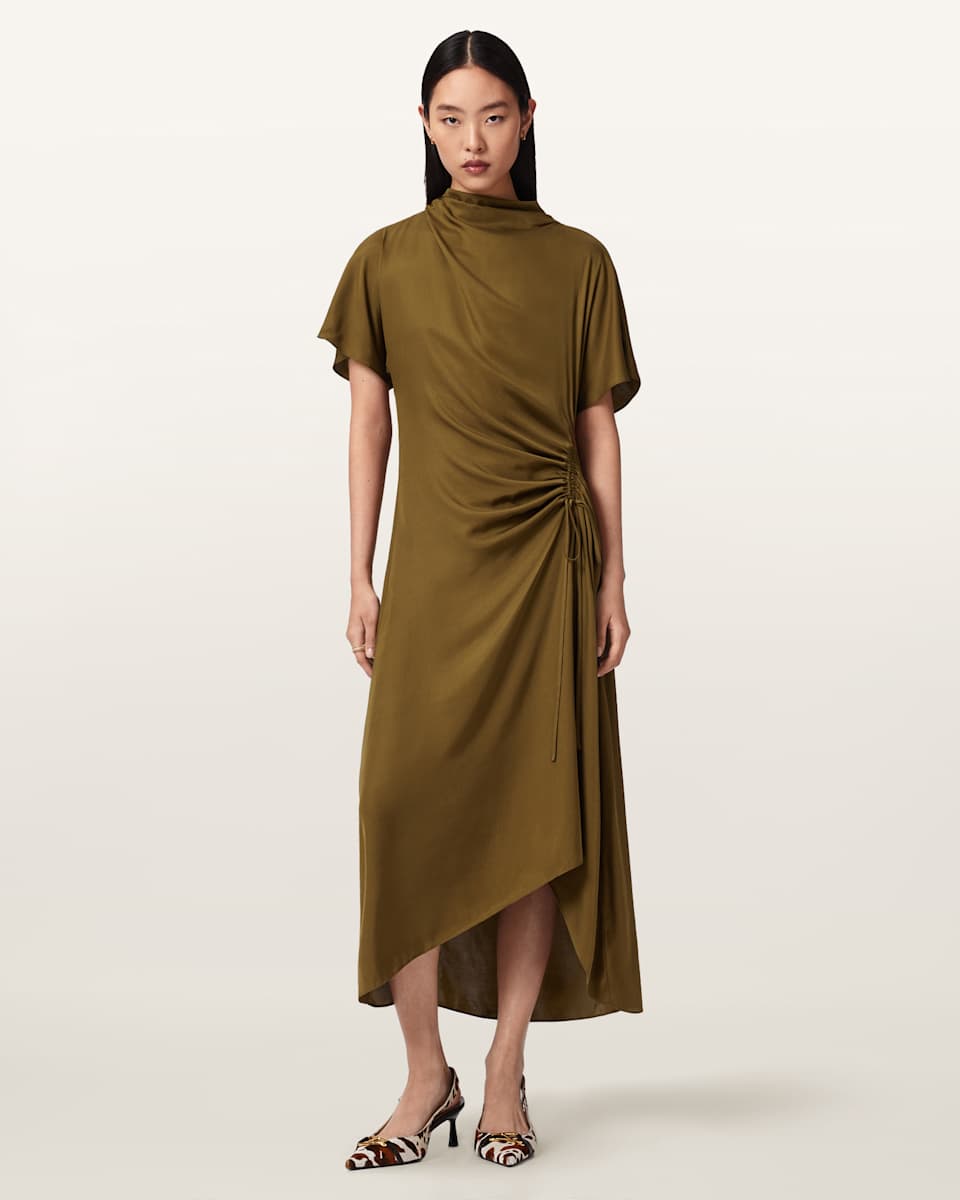 AllSaints Rosie Silk Blend Midi Dress