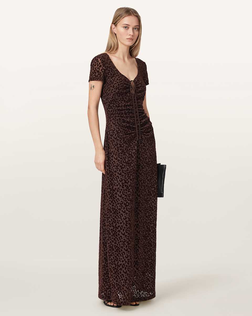 AllSaints Gabby Slim Fit Mesh Maxi Dress