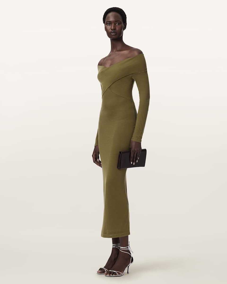 AllSaints Delta Bodycon Jersey Midi Dress