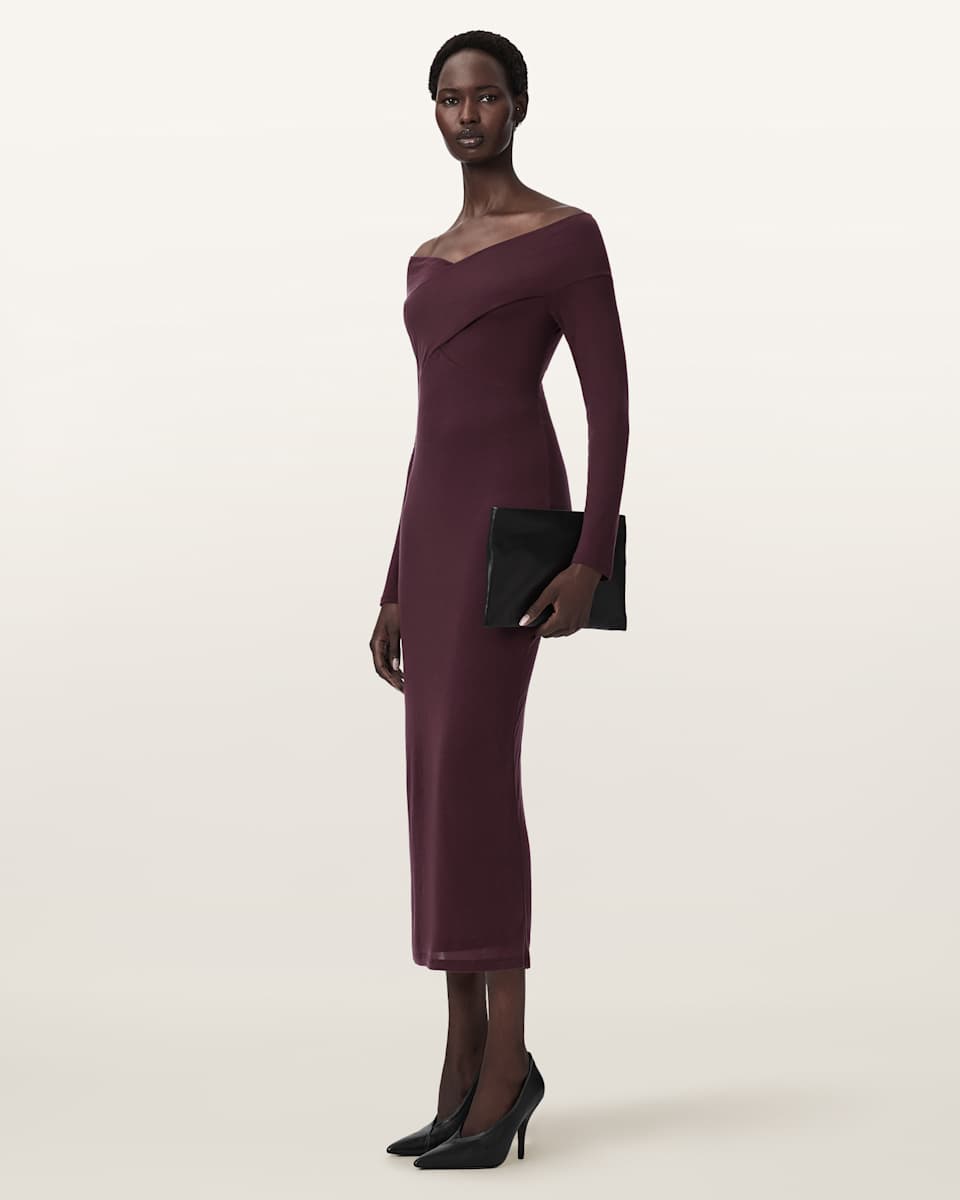 AllSaints Delta Bodycon Jersey Midi Dress
