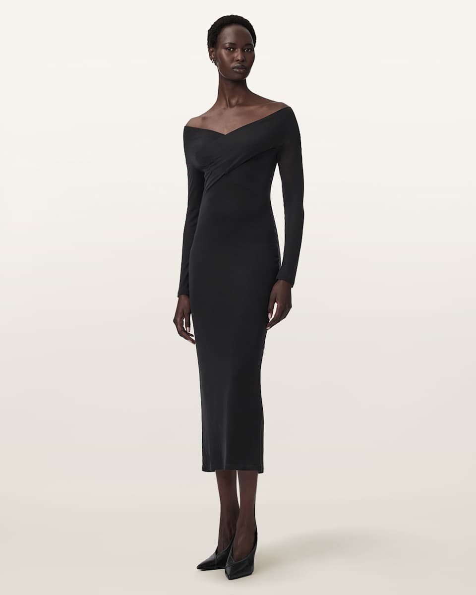AllSaints Delta Bodycon Jersey Midi Dress