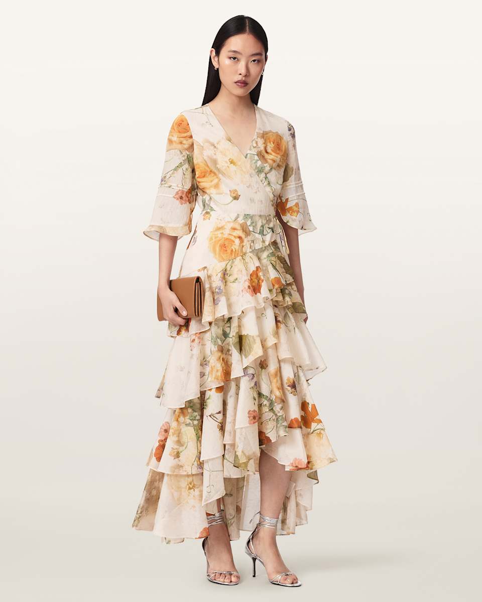 AllSaints Camellia Floral Wrap Maxi Dress