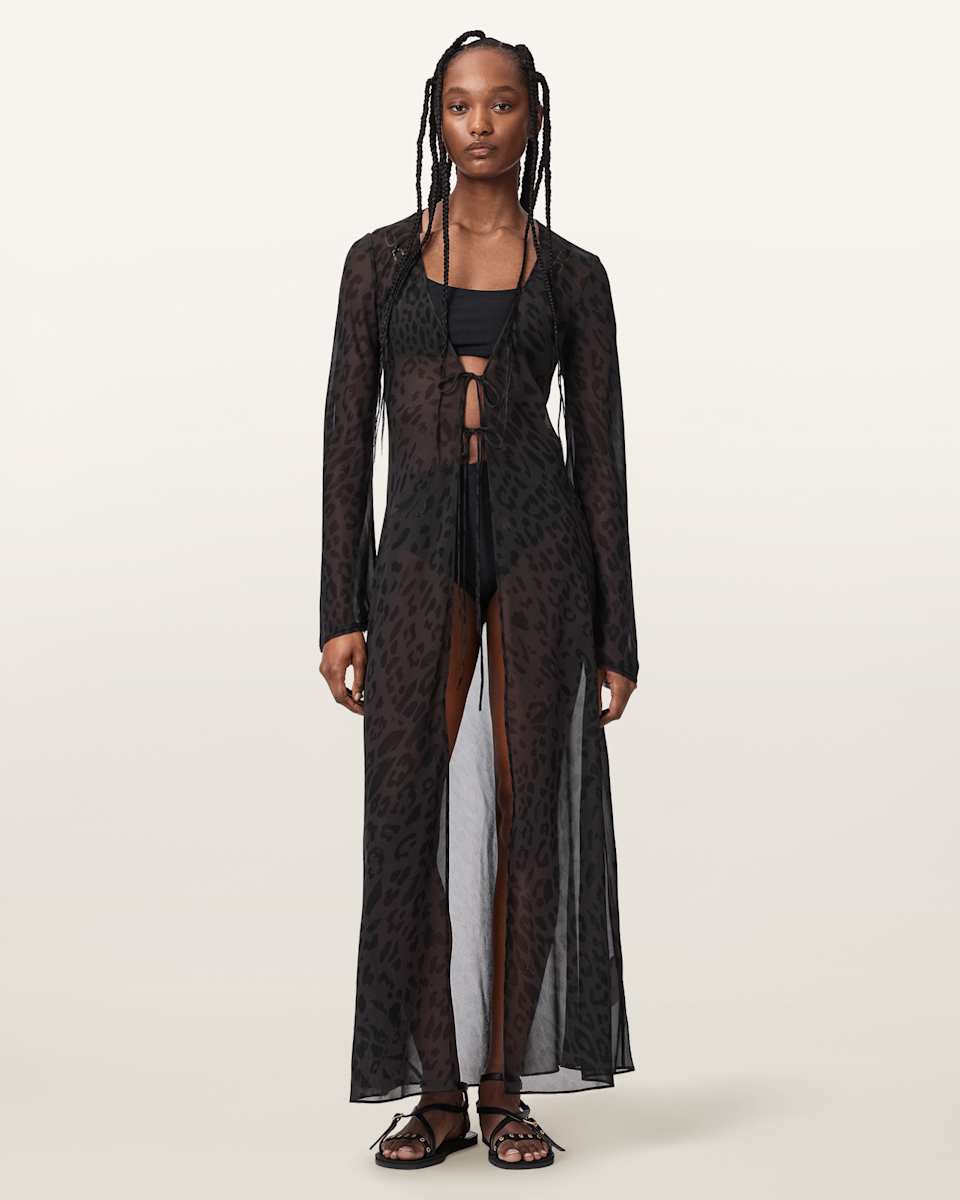 AllSaints Zalia Monochromatic Animal Print Maxi Dress
