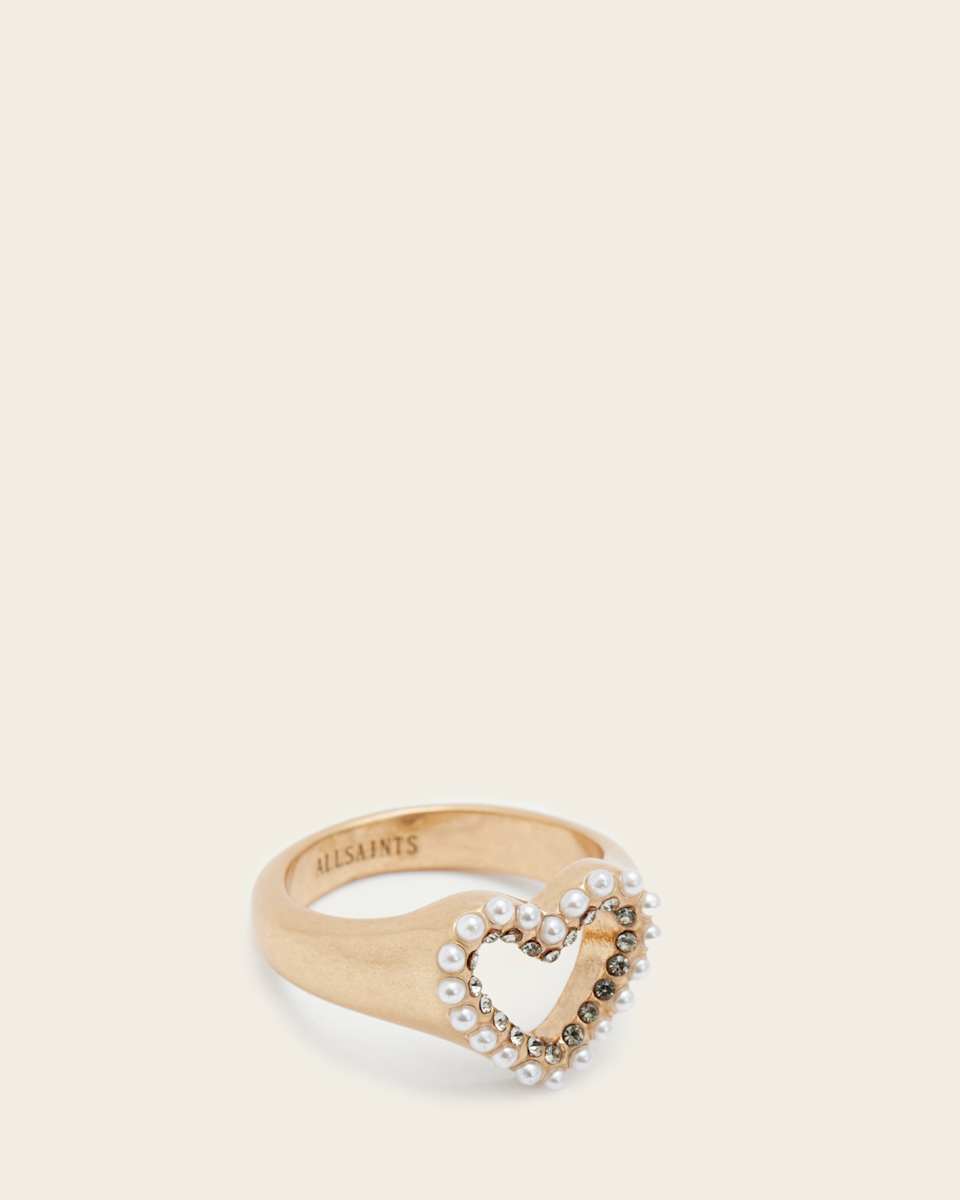 Vida Heart Bead Embellished Signet Ring