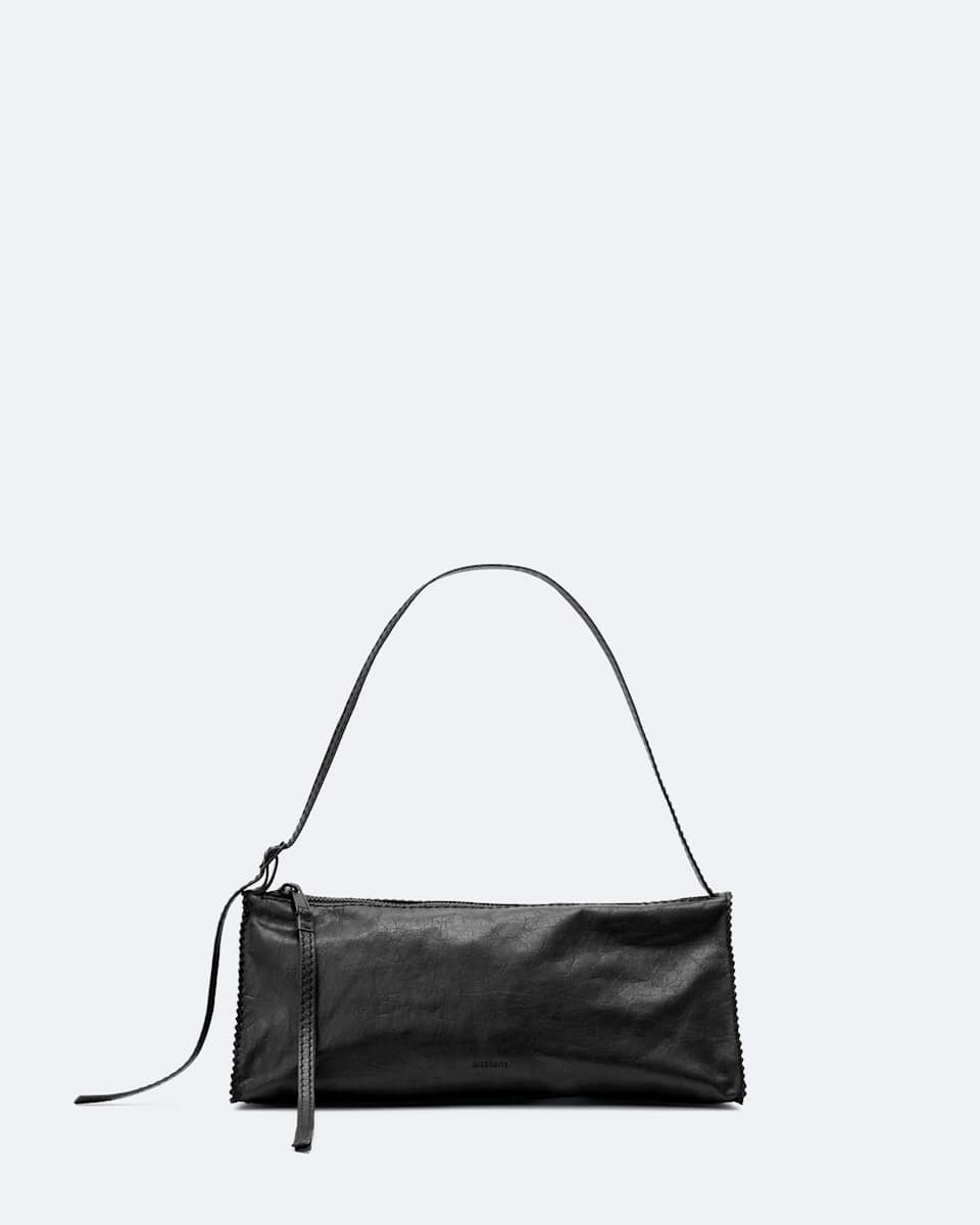AllSaints Siloh Pinked-Edge Leather Shoulder Bag
