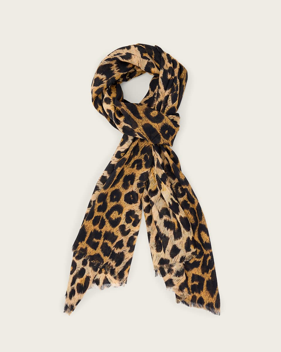 AllSaints Leia Leopard Print Cotton Scarf