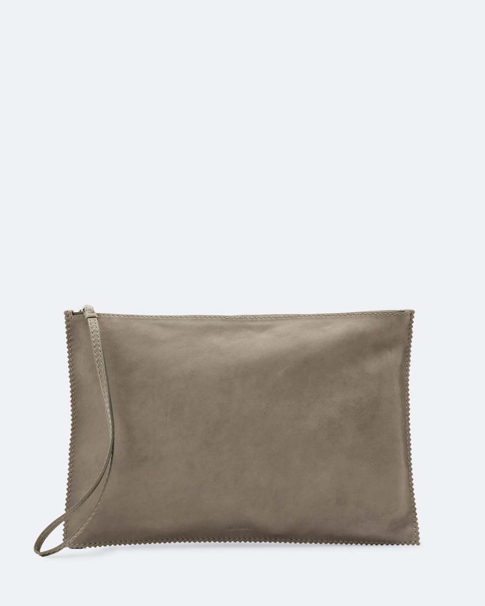 Siloh Pinked-Edge Large Leather Pouch