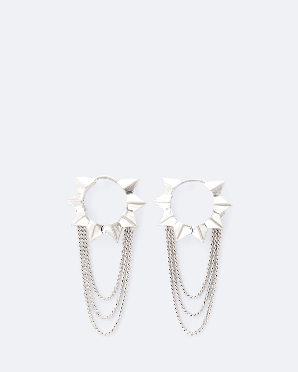 Spike Chain-Embellished Huggie Earrings