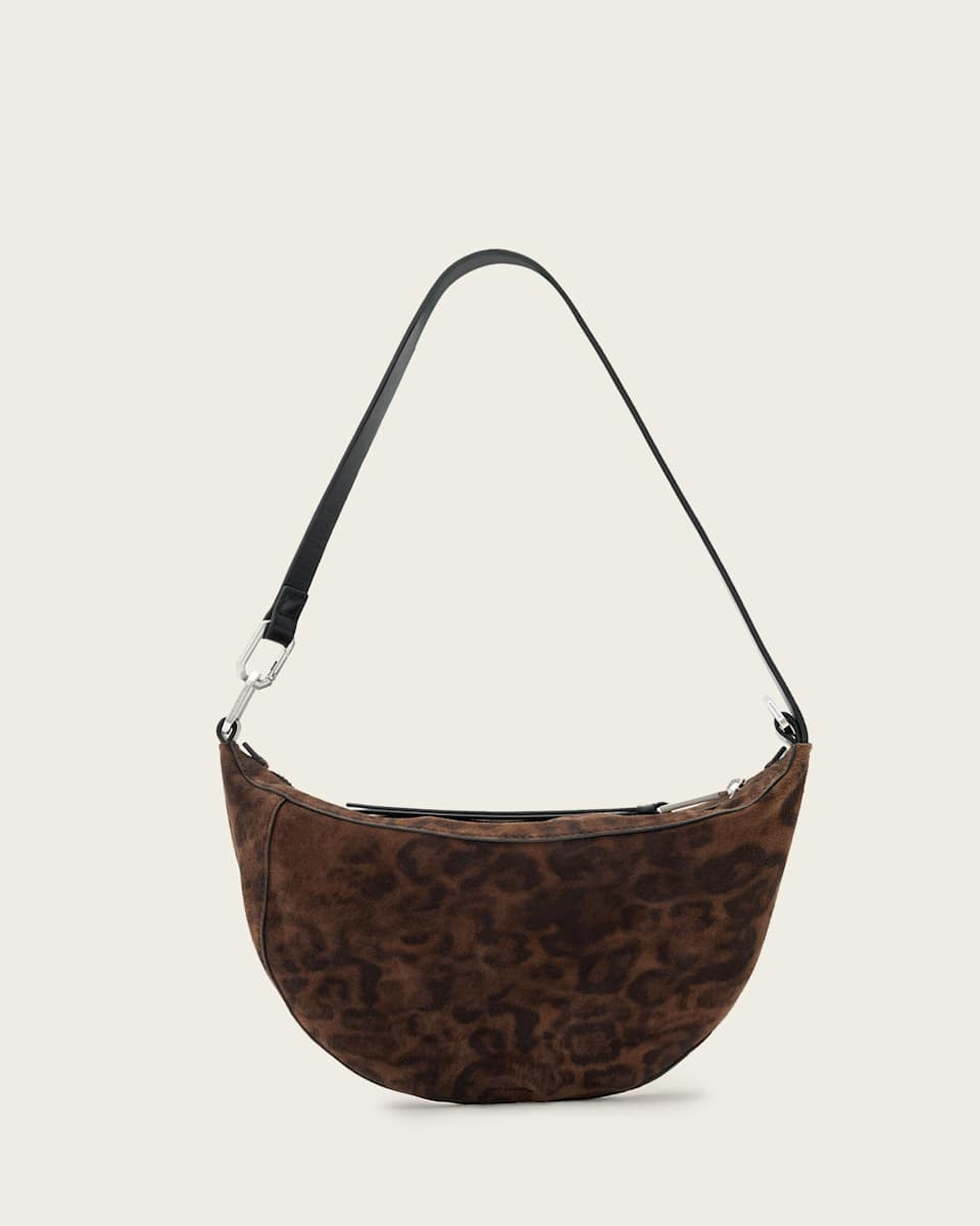 AllSaints Luna Leopard Print Suede Shoulder Bag