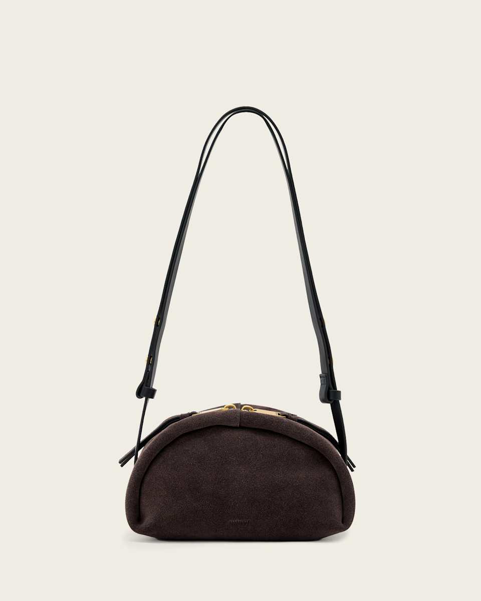 AllSaints Rosalie Arc Suede Crossbody Bag