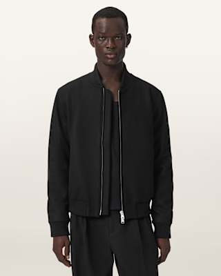 AllSaints Deceit Textured Wool Blend Bomber Jacket
