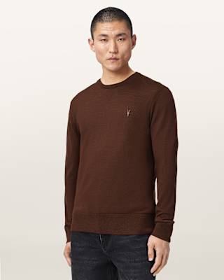 AllSaints Mode Merino Crew Neck Ramskull Jumper