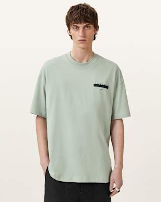 AllSaints Redact Oversized Embroidered Logo T-Shirt