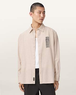 AllSaints Repeater Long Sleeve Oversized Check Shirt