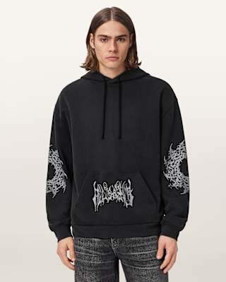 AllSaints Helvette Long Sleeve Graphic Hoodie