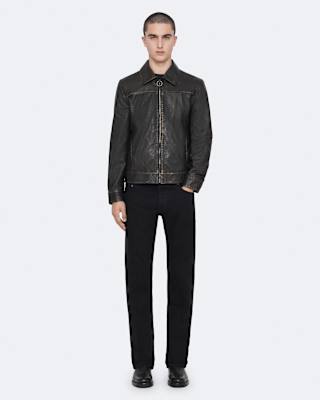 AllSaints Alkan Zip Up Two Tone Leather Jacket