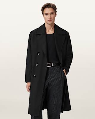 AllSaints Curran Relaxed Fit Wool Coat
