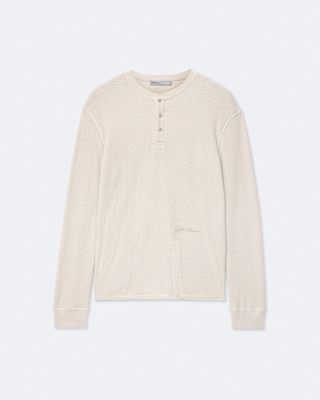 AllSaints Raine Waffle-Knit Long-Sleeve Henley Top