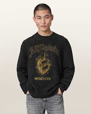 AllSaints Scared Crew Neck Oversized Sweater