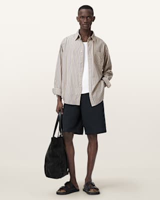 AllSaints Roma Oversized Long Sleeve Striped Shirt