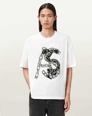 AllSaints Scale Cropped Graphic T-Shirt