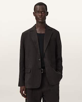 AllSaints Marko Relaxed Fit Linen Blend Blazer