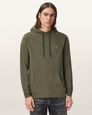 AllSaints Brace Pullover Brushed Cotton Ramskull Hoodie
