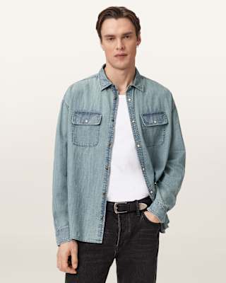 AllSaints Gribbs Oversized Long Sleeve Shirt