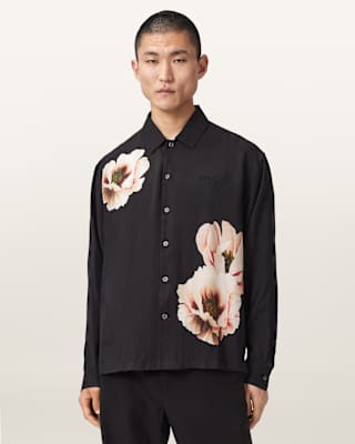 AllSaints Floraison Long Sleeve Oversized Shirt