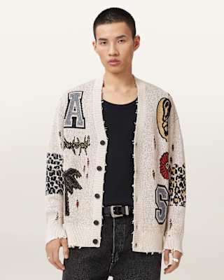 AllSaints Foxx Jacquard Oversized Cardigan