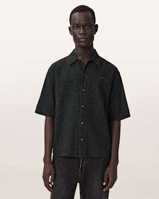 AllSaints Leopardo Oversized Linen Blend Shirt