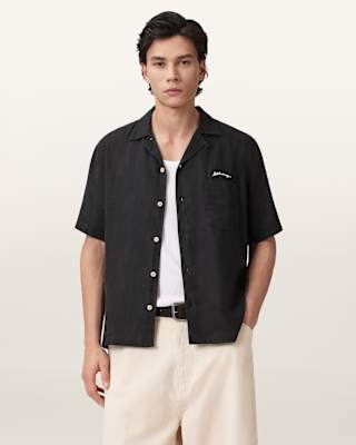AllSaints Wilder Embroidered Linen Shirt