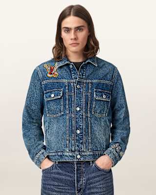 AllSaints Exile Slim Fit Denim Patch Jacket