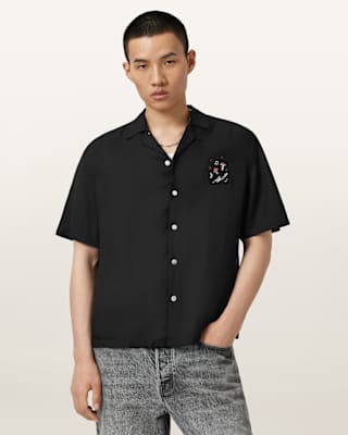 AllSaints Fungi Embroidered Short Sleeve Shirt