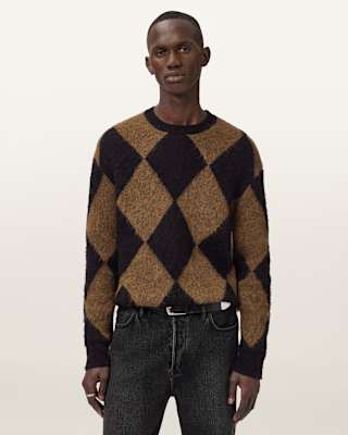 AllSaints Bower Argyle Pattern Sweater