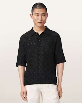 AllSaints Cyclone Short Sleeve Cable Polo