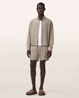 AllSaints Keal Linen Blend Relaxed Fit Shorts