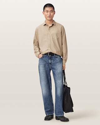 AllSaints Melrose Long Sleeve Cotton Ramskull Shirt