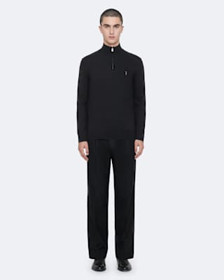 AllSaints Kilburn Zip Funnel Neck Ramskull Sweater