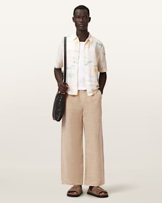 AllSaints Korten Loose Fit Linen Blend Pants