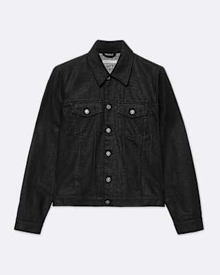Fitted Waxed Denim Trucker Jacket