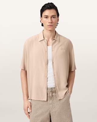 AllSaints Baron Embroidered Boxy Shirt