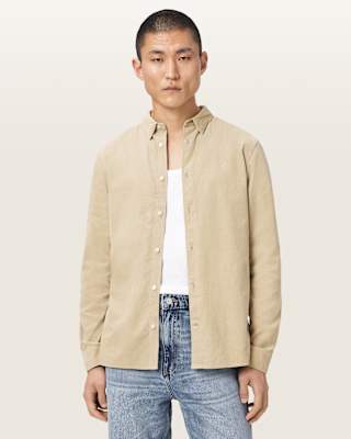 AllSaints Birchwood Ramskull Long Sleeve Corduroy Shirt
