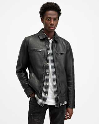 AllSaints Luck Slim Front Zip Up Leather Jacket