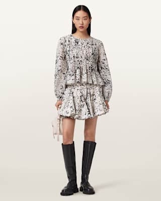 AllSaints Melani Round Neck Gathered Top