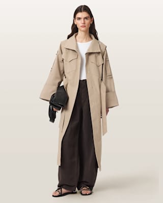 AllSaints Clayton Relaxed Fit Trench Coat